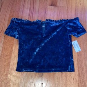 Dark Blue Off the Shoulder Crop Top from Aeropostale